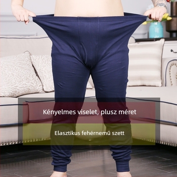 Plusz méretű férfi pamut hosszú alsóruha őszre, laza szabás, meleg