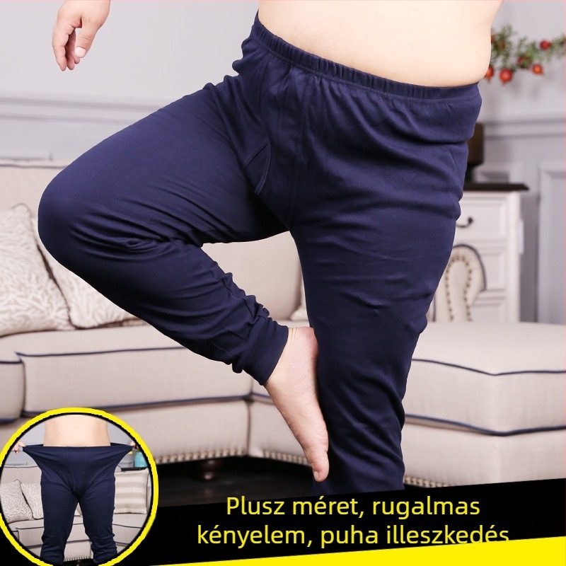 Plusz méretű férfi pamut hosszú alsóruha őszre, laza szabás, meleg