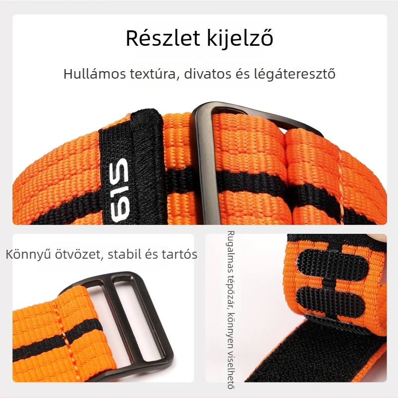 61S nylon sportos óraszíj Garmin Fenix 8/7X/6X Pro-hoz, kb. 245 mm hosszú, 22 mm vagy 26 mm szélesség, csat