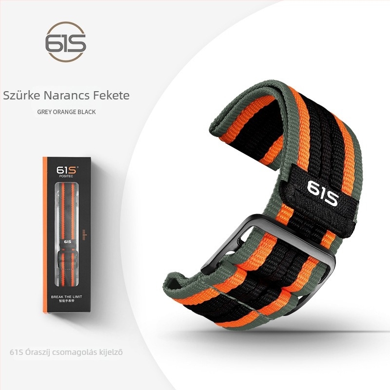 61S nylon sportos óraszíj Garmin Fenix 8/7X/6X Pro-hoz, kb. 245 mm hosszú, 22 mm vagy 26 mm szélesség, csat