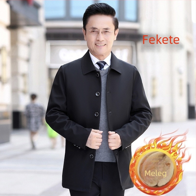 Férfi dzseki, slim-fit, egyrészes gombolás, vastagított Vinylon-Lycra anyag, középkorú férfiaknak