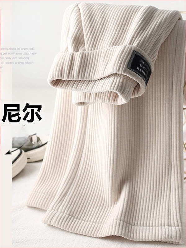 Női Chenille nadrág fleece-belsővel, őszi–téli szezonra, magas derék, széles szabású, hosszú