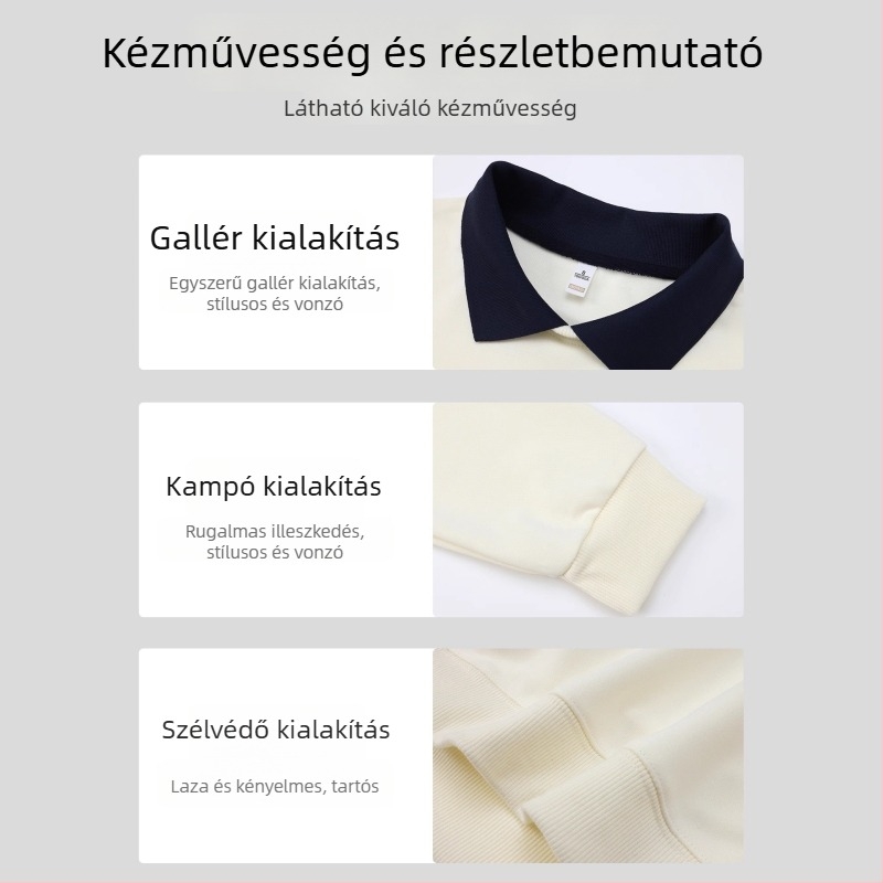 Férfi hosszú ujjú poliészter pulóver logóval, a kávézó személyzetének