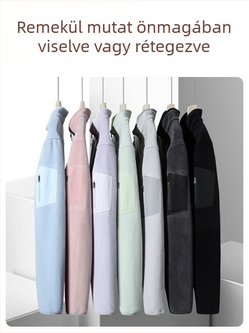 Uniszex polárkabát magas gallérral, meleg és légáteresztő, kültéri sportokhoz, túrázáshoz, őszi-téli viselet