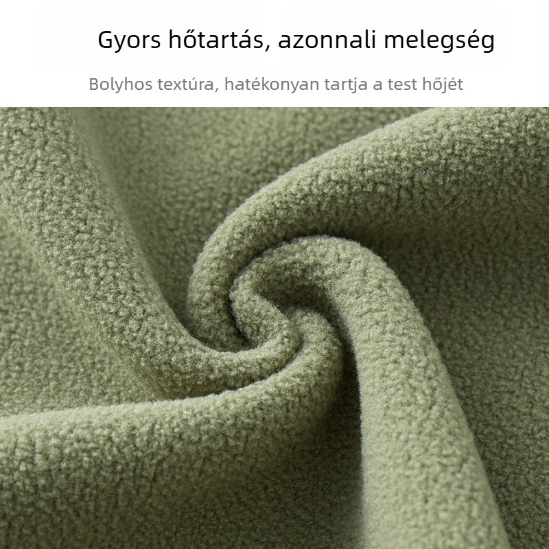 Uniszex fleece kabát kapucni nélkül, őszi–téli meleg polár fleece, kültéri tevékenységekhez