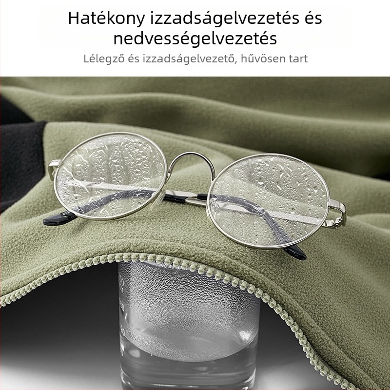 Uniszex fleece kabát kapucni nélkül, őszi–téli meleg polár fleece, kültéri tevékenységekhez