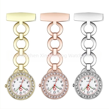 Ápolónő zsebóra gyémánttal, F008 – kvarc mozgás Huachen SL39, Dekoratív, Világidő, Mindennapi vízálló