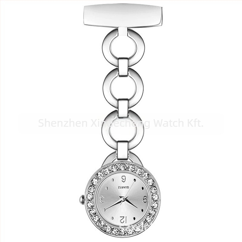 Ápolónő zsebóra gyémánttal, F008 – kvarc mozgás Huachen SL39, Dekoratív, Világidő, Mindennapi vízálló