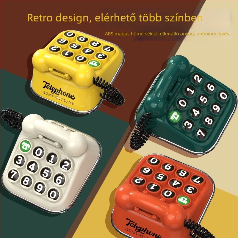 Retro telefonos parkolási jel – ideiglenes parkolási szám tábla autóhoz, modell: T-car-01, anyag: műanyag, logó nyomtatás elérhető, rejtett típus