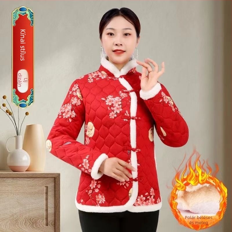 Pamut töltésű kabát – Silk-pamut töltés, Chenille anyag, Fő anyag: Spandex, Ultra-short hossz, Polo gallér prémmel