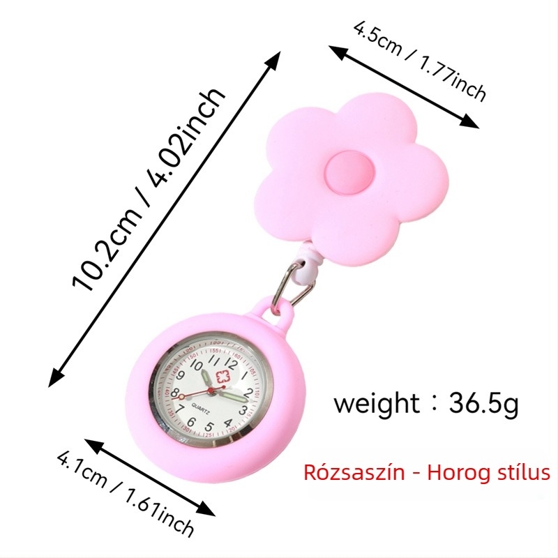 Virágos ápolónő karóra – rajzfilm dizájn, szilikon szíj, kvarc mozgás, cinkötvözet tok, kör alakú számlap