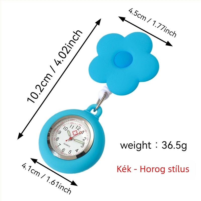 Virágos ápolónő karóra – rajzfilm dizájn, szilikon szíj, kvarc mozgás, cinkötvözet tok, kör alakú számlap