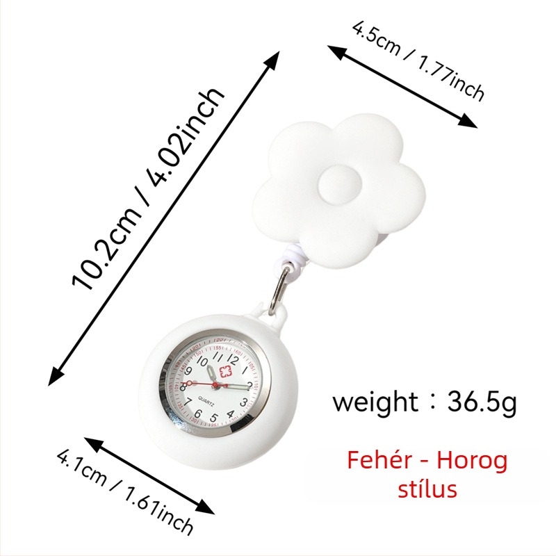 Virágos ápolónő karóra – rajzfilm dizájn, szilikon szíj, kvarc mozgás, cinkötvözet tok, kör alakú számlap