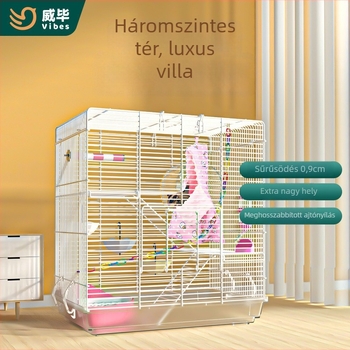 Weibi háromszintes beltéri ketrec hörcsögöknek létrával és nagy ajtóval