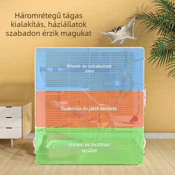 Weibi háromszintes beltéri ketrec hörcsögöknek létrával és nagy ajtóval