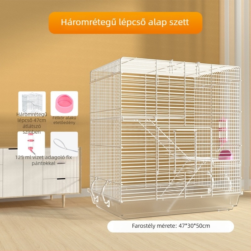 Weibi háromszintes beltéri ketrec hörcsögöknek létrával és nagy ajtóval