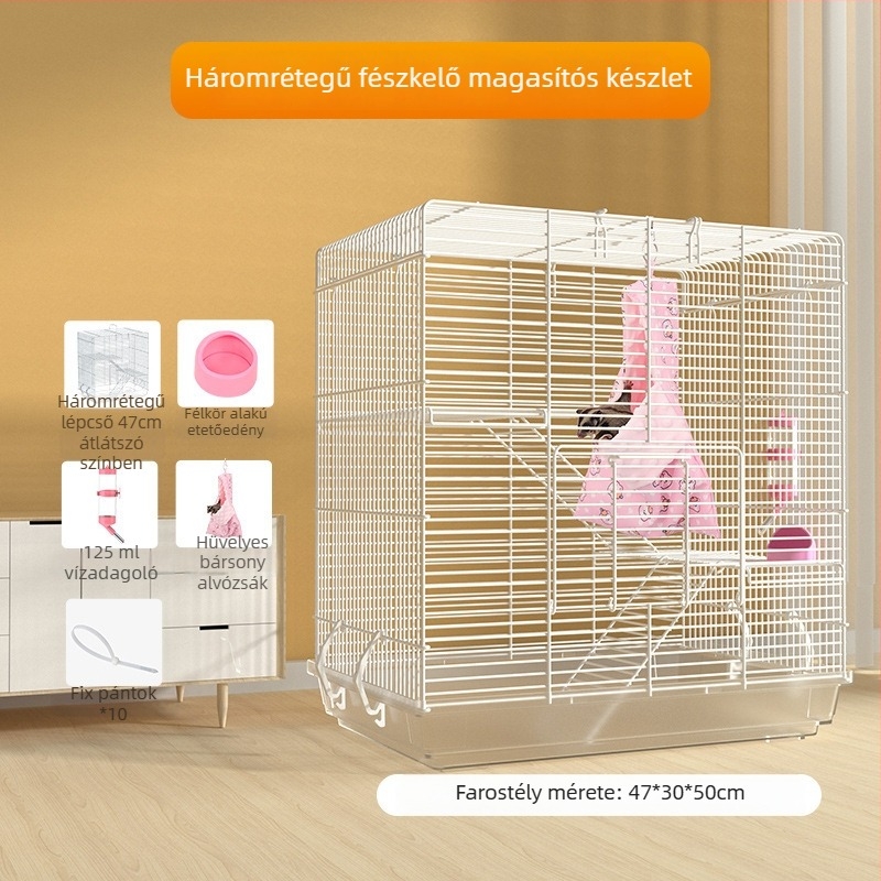 Weibi háromszintes beltéri ketrec hörcsögöknek létrával és nagy ajtóval