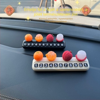 Lychee mintás ideiglenes parkolási számlemez, jó szerencsét kifejező üzenettel, kreatív autó dekorációs kiegészítő