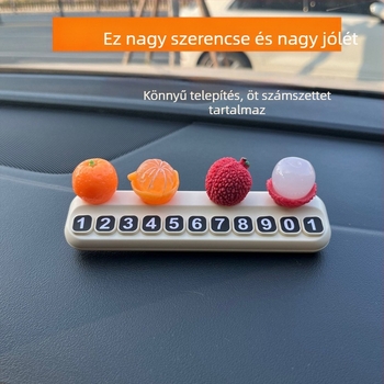 Lychee mintás ideiglenes parkolási számlemez, jó szerencsét kifejező üzenettel, kreatív autó dekorációs kiegészítő