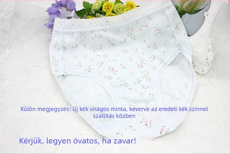 Női magas derekú pamut alsónemű virágmintával, légáteresztő