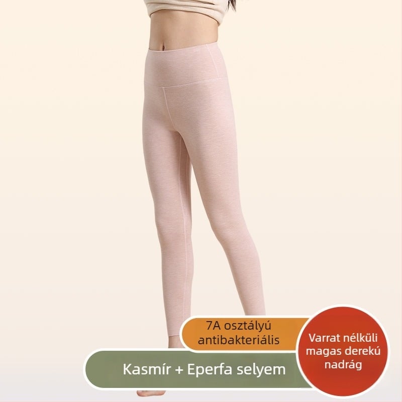 Derong női meleg nadrág magas derékkal, selyem-kasmír keverék, vastag fleece bélés, antibakteriális