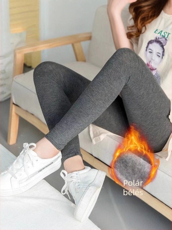 Női fleece-béléssel ellátott leggings ősz-tél időszakra, rugalmas, hasat formázó, jóga leggings, vastag alapréteg