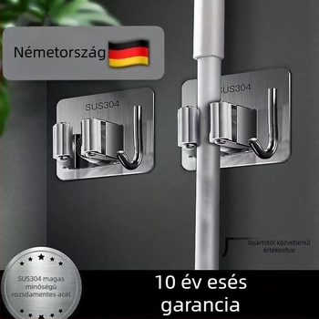 Öntapadós mop-kuka és seprűtartó fürdőszobához — rozsdamentes acél, Jinlongda, 60-70 g, stílus: új kínai stílus