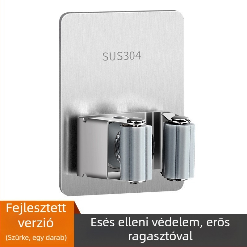 Öntapadós mop-kuka és seprűtartó fürdőszobához — rozsdamentes acél, Jinlongda, 60-70 g, stílus: új kínai stílus