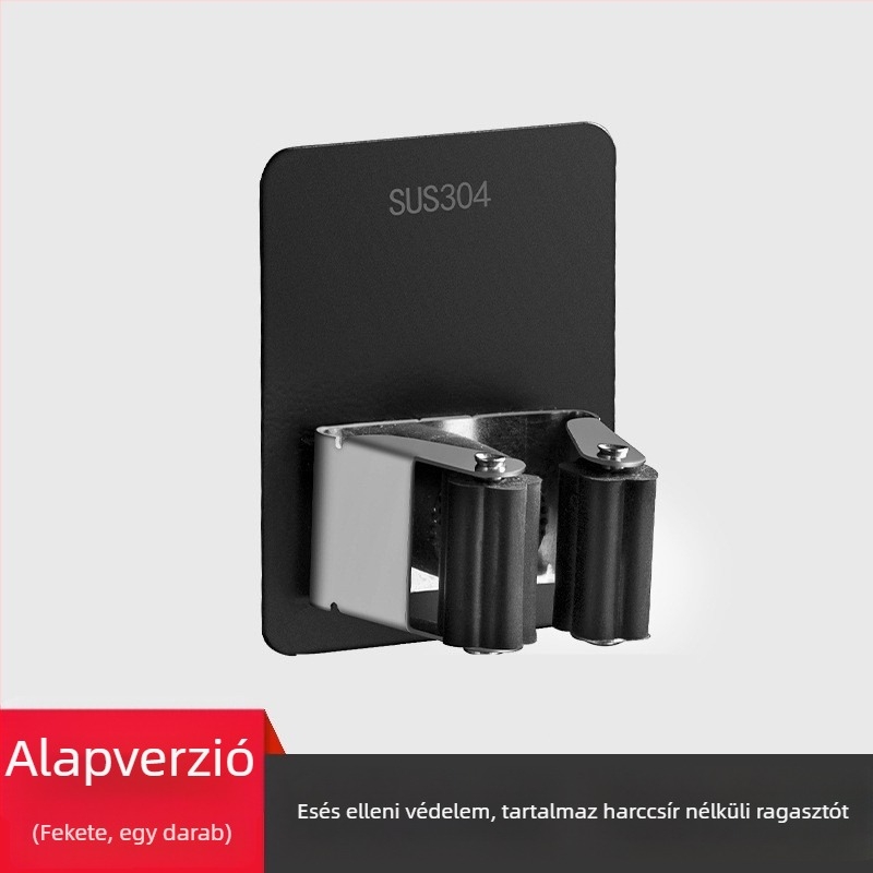 Öntapadós mop-kuka és seprűtartó fürdőszobához — rozsdamentes acél, Jinlongda, 60-70 g, stílus: új kínai stílus