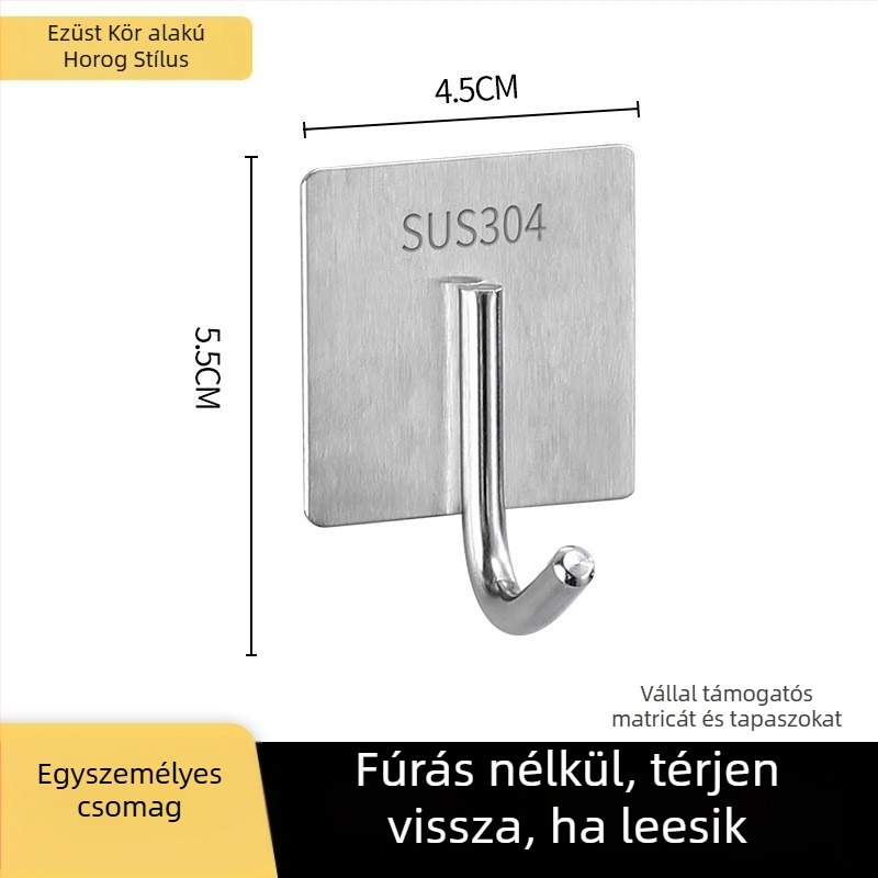Öntapadós mop-kuka és seprűtartó fürdőszobához — rozsdamentes acél, Jinlongda, 60-70 g, stílus: új kínai stílus