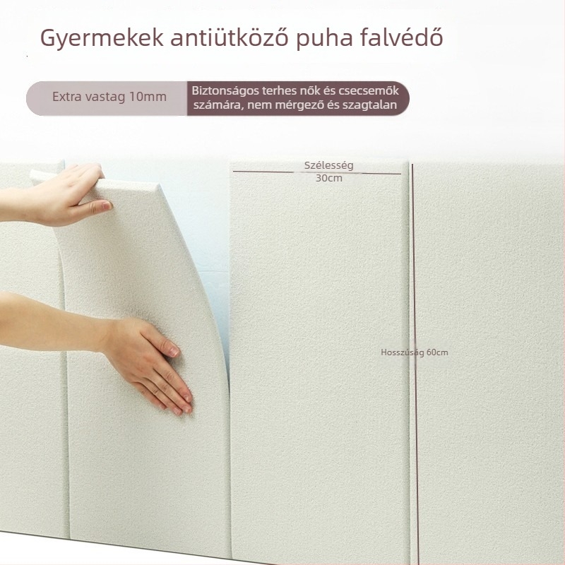 3D XPE hab hab falpanel tatami stílusban, öntapadós ütésvédő fejvég, hálószobai hátfal dekor, 1 darab
