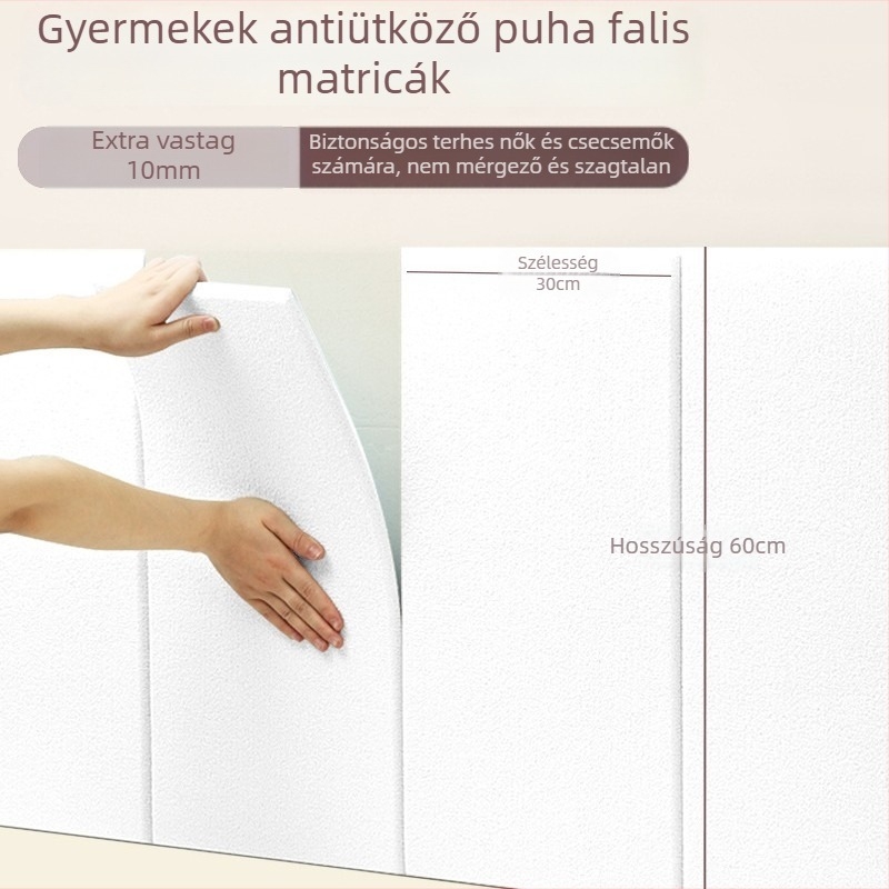 3D XPE hab hab falpanel tatami stílusban, öntapadós ütésvédő fejvég, hálószobai hátfal dekor, 1 darab