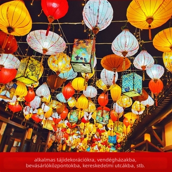 Kültéri használatra készült selyem lampion, antik retro stílus, rendhagyó alakú, világító