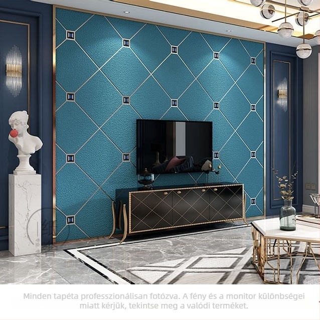 Paper Luxury Nem szőtt textil TV háttere tapéta, rombusz minta, faltextil, könnyű luxus stílus