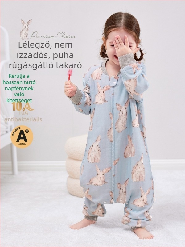 Csecsemők és kisgyermekek számára készült alvózsák külön lábú tervezéssel, géz bambusz-pamut anyagból, antibakteriális, négy réteg, A-osztály, minden évszakra