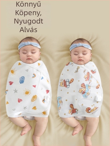Újszülött pamut swaddle Type A – csendes, egész éves alvózsák karikatúra mintával