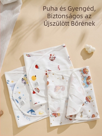 Újszülött pamut swaddle Type A – csendes, egész éves alvózsák karikatúra mintával