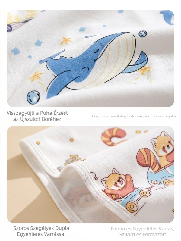 Újszülött pamut swaddle Type A – csendes, egész éves alvózsák karikatúra mintával