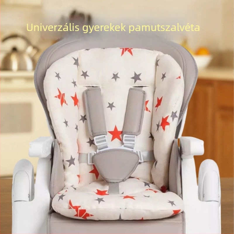 Baba babakocsi pamut alátét, vastag hátsó párna négy évszakos ütéscsillapítással, univerzális étkezőszékekhez
