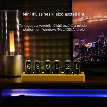 Asztali óra időjárás-előrejelzéssel, ébresztővel, naptárral, heti kijelzővel és intelligens jelenet-móddal (LED-kijelző, külső tápegység, elektronikus mozgás, ABS ház, organikus üvegből készült számlap)