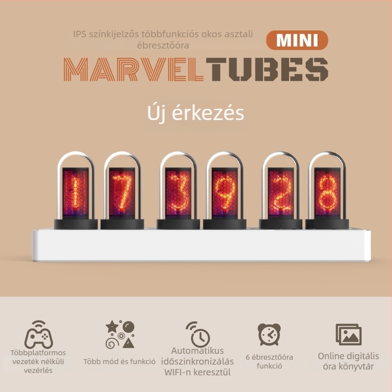 Asztali óra időjárás-előrejelzéssel, ébresztővel, naptárral, heti kijelzővel és intelligens jelenet-móddal (LED-kijelző, külső tápegység, elektronikus mozgás, ABS ház, organikus üvegből készült számlap)