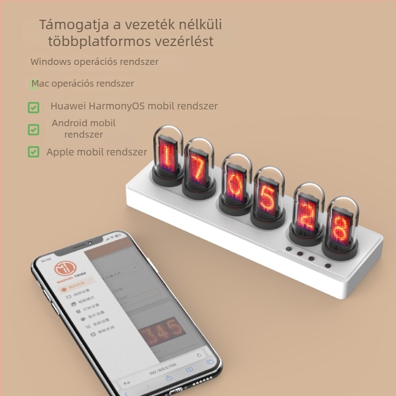 Asztali óra időjárás-előrejelzéssel, ébresztővel, naptárral, heti kijelzővel és intelligens jelenet-móddal (LED-kijelző, külső tápegység, elektronikus mozgás, ABS ház, organikus üvegből készült számlap)