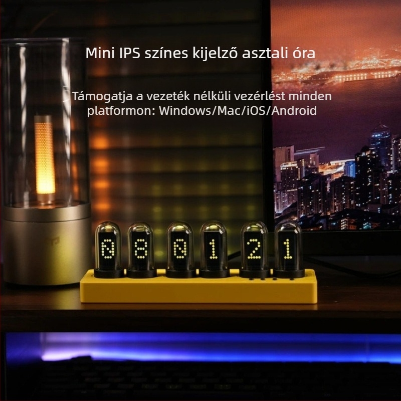 Asztali óra időjárás-előrejelzéssel, ébresztővel, naptárral, heti kijelzővel és intelligens jelenet-móddal (LED-kijelző, külső tápegység, elektronikus mozgás, ABS ház, organikus üvegből készült számlap)