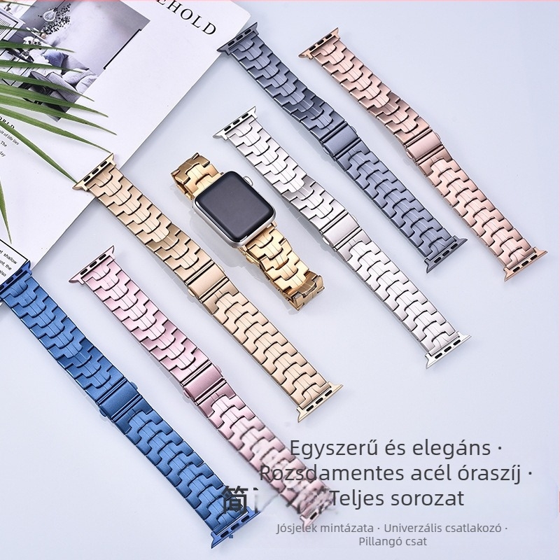 Apple Watch rozsdamentes acél karkötő Iron Man dizájn és három gyöngy szegéllyel, 22 mm