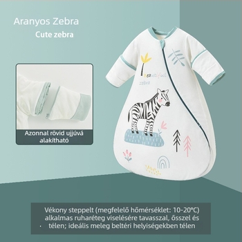 Vastag, tiszta pamutból készült babaszoba alvózsák, egy darabból varrt, levehető ujjaival, téli használatra, 0–3 év, hossz 80 cm