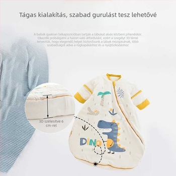 Vastag, tiszta pamutból készült babaszoba alvózsák, egy darabból varrt, levehető ujjaival, téli használatra, 0–3 év, hossz 80 cm