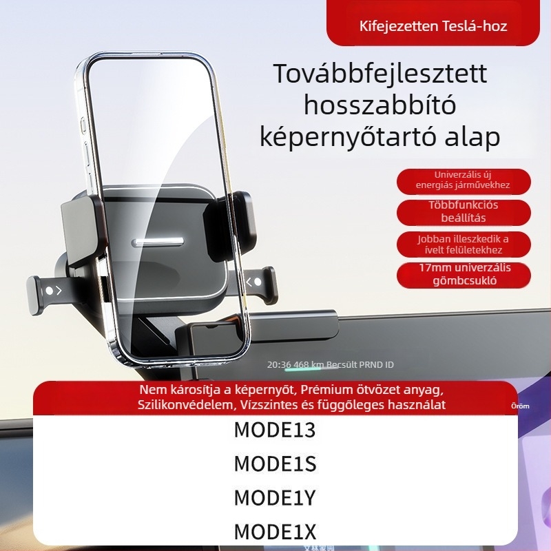 Autóhoz készült tartó elektromos jármű központi kijelzőjéhez, speciális navigációs tartó, egy kattintásos zárás, vízszintes és függőleges telefon-tartó