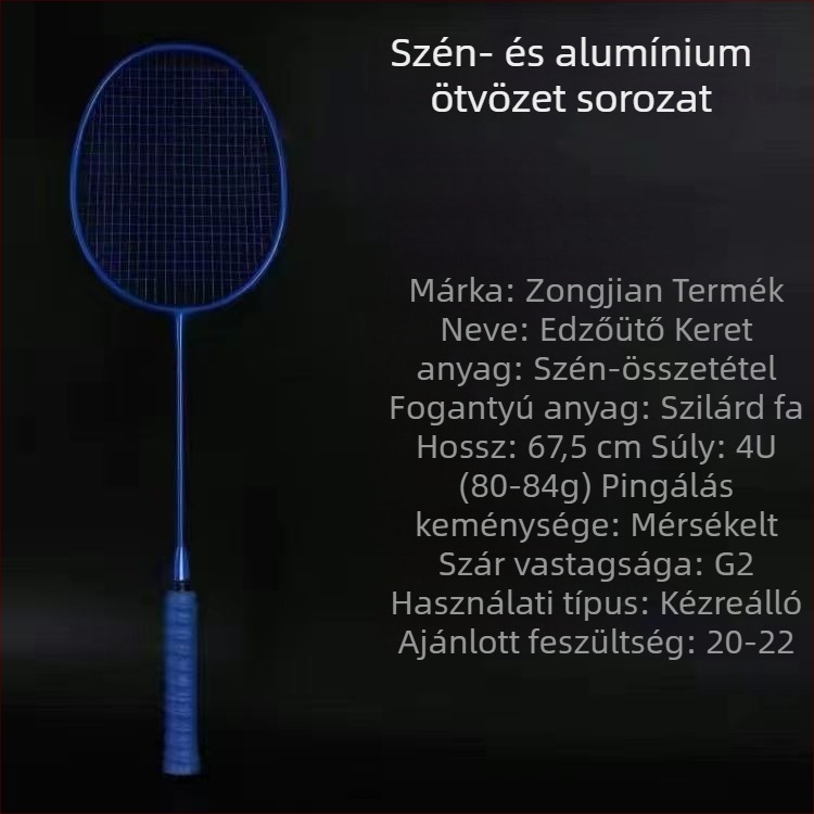 Szénszálas keretű bádmintonütő, súly 85–89 g, közvetlen ütés, eredet Jiangxi Ji'an, amatőr középiskolás diákok számára