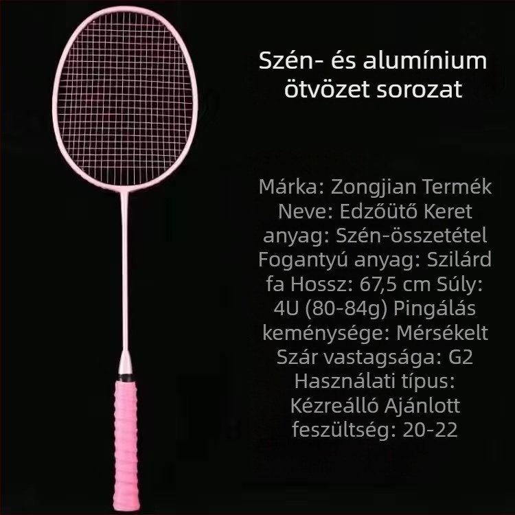 Szénszálas keretű bádmintonütő, súly 85–89 g, közvetlen ütés, eredet Jiangxi Ji'an, amatőr középiskolás diákok számára