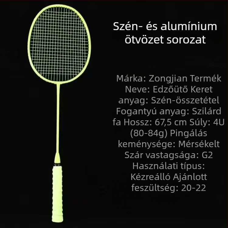 Szénszálas keretű bádmintonütő, súly 85–89 g, közvetlen ütés, eredet Jiangxi Ji'an, amatőr középiskolás diákok számára